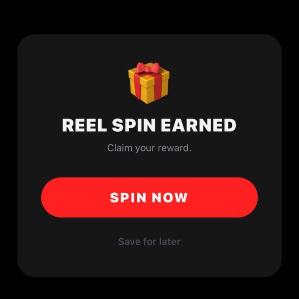 CREAA reel spin earned reward